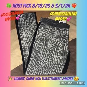 DIANE VON FURSTENBERG silver and black reptile print pants size 6 💕
